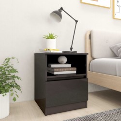 Bed Cabinet High Gloss Grey 40x40x50 cm Chipboard