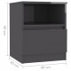 Bed Cabinet High Gloss Grey 40x40x50 cm Chipboard