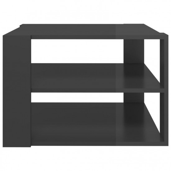 Coffee Table High Gloss Grey 60x60x40 cm Chipboard