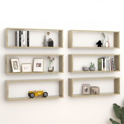 Wall Cube Shelves 6 pcs Sonoma Oak 80x15x26.5 cm Chipboard