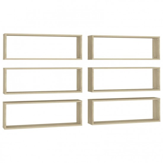 Wall Cube Shelves 6 pcs Sonoma Oak 80x15x26.5 cm Chipboard