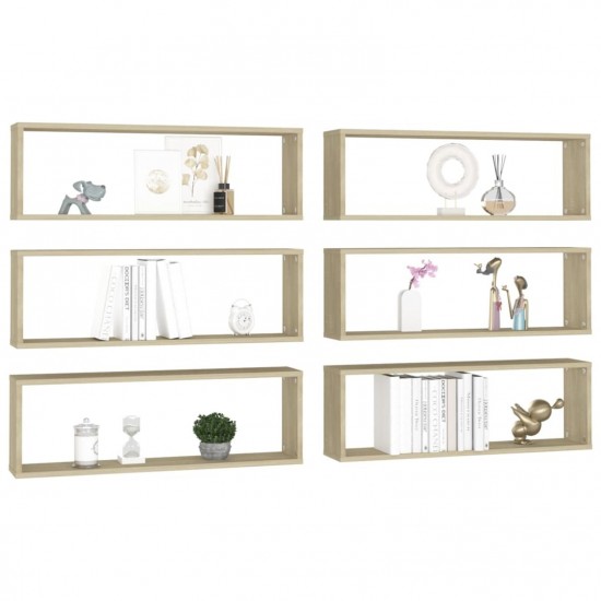 Wall Cube Shelves 6 pcs Sonoma Oak 80x15x26.5 cm Chipboard