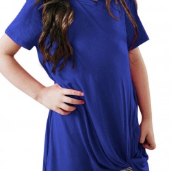 Royal Blue Twist Drape Short Sleeve Tee for Girls