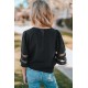 Black Girl's 3/4 Bell Sleeve Mesh Panel Blouse