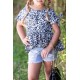 Leopard Tied Sleeves Ruffled Hem Little Girl Top