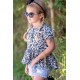 Leopard Tied Sleeves Ruffled Hem Little Girl Top