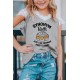 Gray Synonym Rolls Funny Graphic Lace Spliced Girls Top