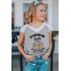 Gray Synonym Rolls Funny Graphic Lace Spliced Girls Top