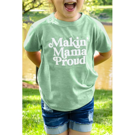 Green Kids Making Mama Proud Print Tee