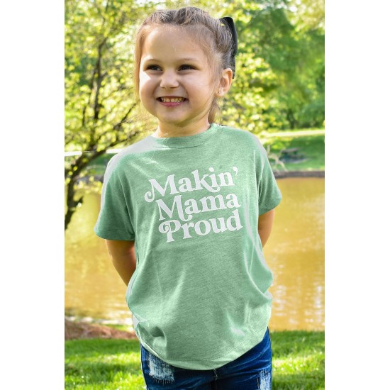 Green Kids Making Mama Proud Print Tee