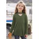 Green Choker Hollow-out Front Little Girl Kids' Long Sleeves Top