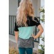 Green Twisted Knot Color Block Short Sleeve Tee