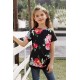 Black Blooming Floral Little Girls’ T-shirt