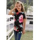 Black Blooming Floral Little Girls’ T-shirt