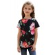 Black Blooming Floral Little Girls’ T-shirt