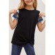 Black Girls' Striped Sleeves Tee