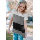 Gray Parent-child Colorblock Striped Girls' T-shirt