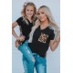 Black V Neck Leopard Splicing Kid Tee