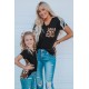 Black V Neck Leopard Splicing Kid Tee