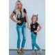 Black V Neck Leopard Splicing Kid Tee