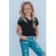 Black V Neck Leopard Splicing Kid Tee