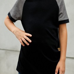 Black Raglan Sleeve Kid Tee with Side Buttons