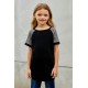 Black Raglan Sleeve Kid Tee with Side Buttons