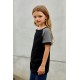 Black Raglan Sleeve Kid Tee with Side Buttons