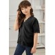 Black Swiss Dot Lace Short Sleeve Girls Top