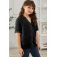 Black Swiss Dot Lace Short Sleeve Girls Top