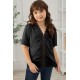 Black Swiss Dot Lace Short Sleeve Girls Top