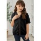 Black Swiss Dot Lace Short Sleeve Girls Top