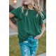 Green Little Girl Swiss Dot Ruffle Sleeves Top