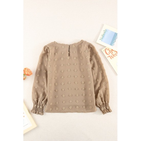 Swiss Dot Lace Splicing Long Sleeve Girl's Blouse