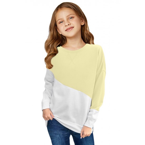 Apricot Color Block Long Sleeve Kid's Top