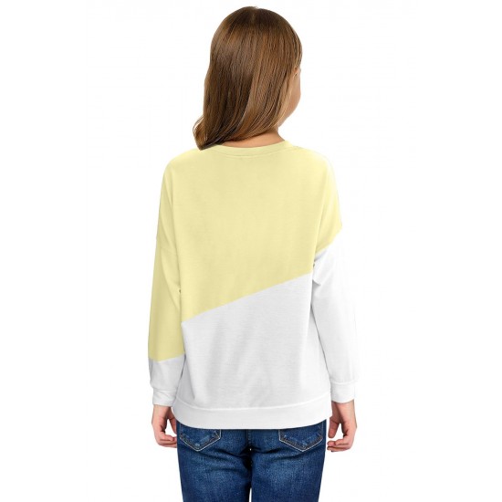 Apricot Color Block Long Sleeve Kid's Top