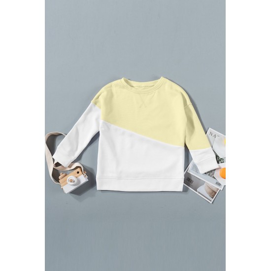 Apricot Color Block Long Sleeve Kid's Top