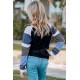 Black Striped Color Block Girl’s Long Sleeve Top