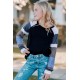 Black Striped Color Block Girl’s Long Sleeve Top