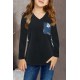 Blue Floral Print Kids Long Sleeve Top