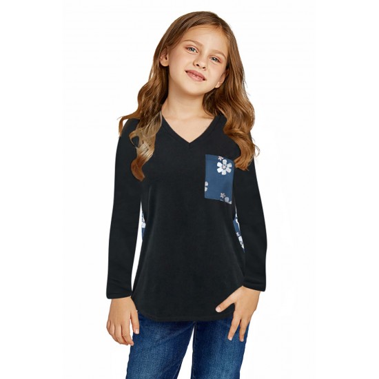 Blue Floral Print Kids Long Sleeve Top