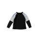 Black Striped Colorblock Long Sleeve Girls Blouse with Pocket