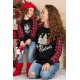 Family Matching Girl's Plaid Christmas Print Tie Knot Long Sleeve Top