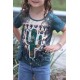 Western Cactus Print Short Sleeve Girl's Graphic Tee