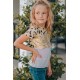 Leopard Striped Sequin Patchwork Girl's Short Sleeve Top