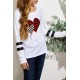 Girl's Plaid Heart Striped Print Long Sleeve Top