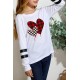 Girl's Plaid Heart Striped Print Long Sleeve Top