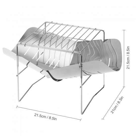 2-in-1 Portable Folding Stainless Steel Barbecue Grill Camp Firepit Outdoor Camping Backpakcing Wood Burning Stove