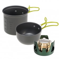 Mini Alcohol Stove Cooking Pot Cookset for Outdoor Camping Hiking Backpacking Fishing