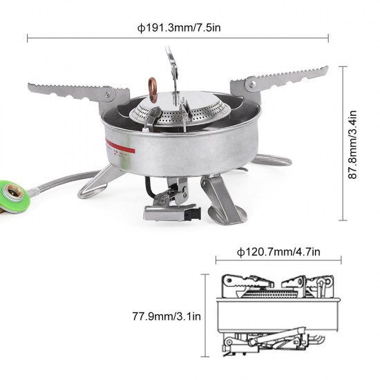 BRS-10 Outdoor Portable Camping Picnic Split-Type Stainless Steel Butane Gas Stove Cooker Burner Big Power Large Blaze